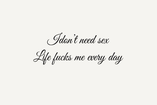 I don’t need sex life fucks me everyday dekal